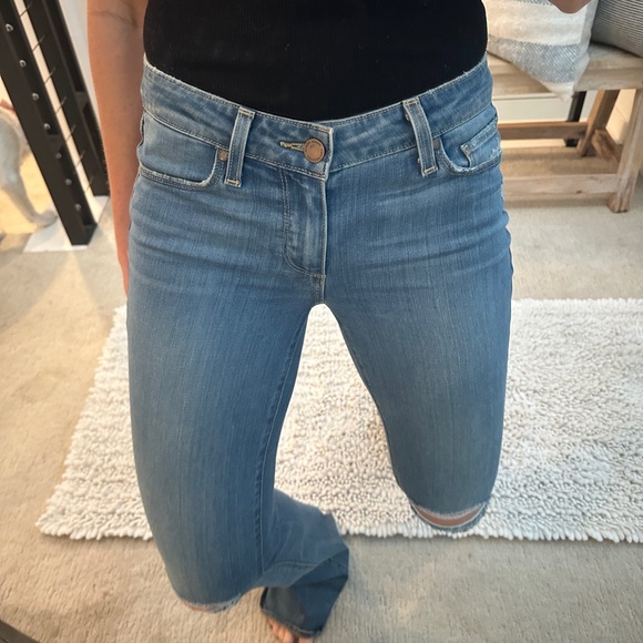 PAIGE Lou Lou Jeans blue denim pants low rise flare retro trendy fall casual 27 - Picture 4 of 13